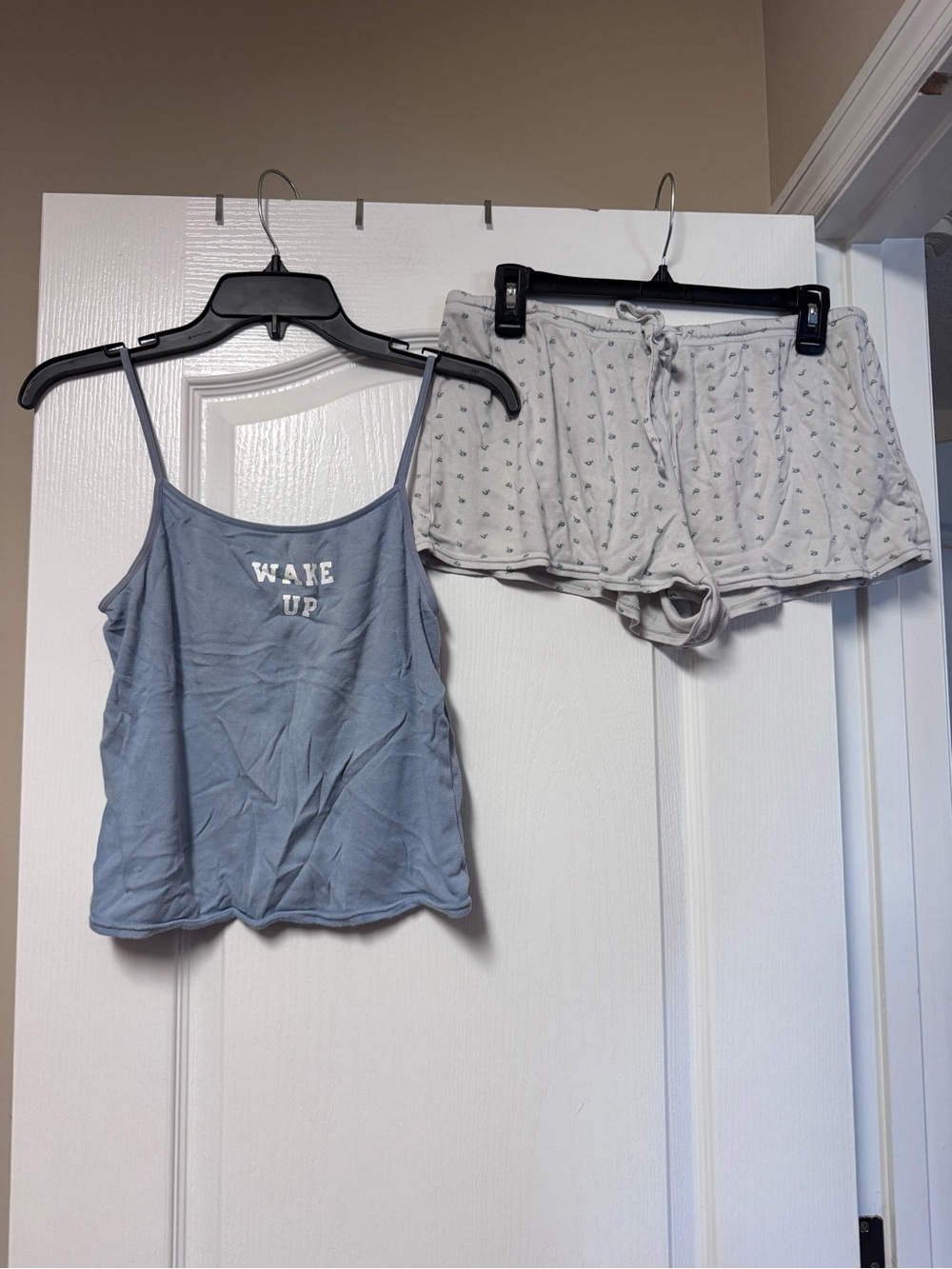 Old Navy Light Blue 'Wake Up' Cami with Light Blue Printed Lounge Shorts